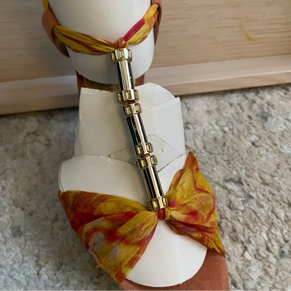 Nine West Jennica orange and yellow lace up heel sandal size 5.5 - Picture 13 of 15